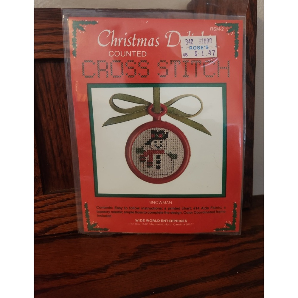 Vintage Christmas Delights Cross Stitch Ornament Christmas Snowman‎